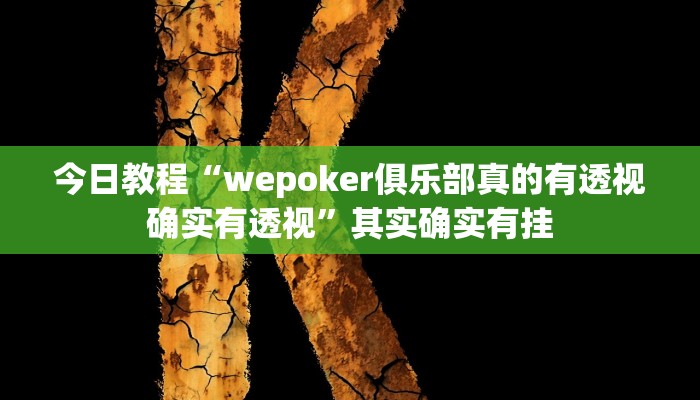 今日教程“wepoker俱乐部真的有透视确实有透视”其实确实有挂