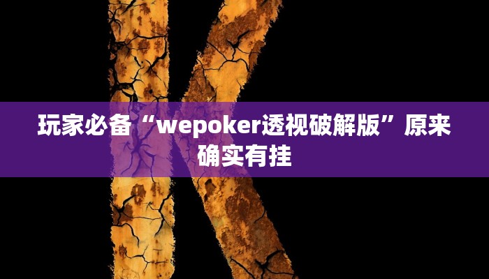 玩家必备“wepoker透视破解版”原来确实有挂