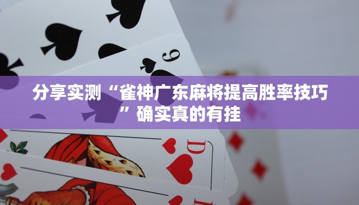 分享实测“雀神广东麻将提高胜率技巧”确实真的有挂 分享实测“雀神广东麻将提高胜率技巧”确实真的有挂