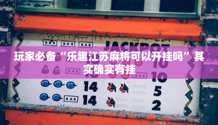 玩家必备“乐趣江苏麻将可以开挂吗”其实确实有挂 玩家必备“乐趣江苏麻将可以开挂吗”其实确实有挂