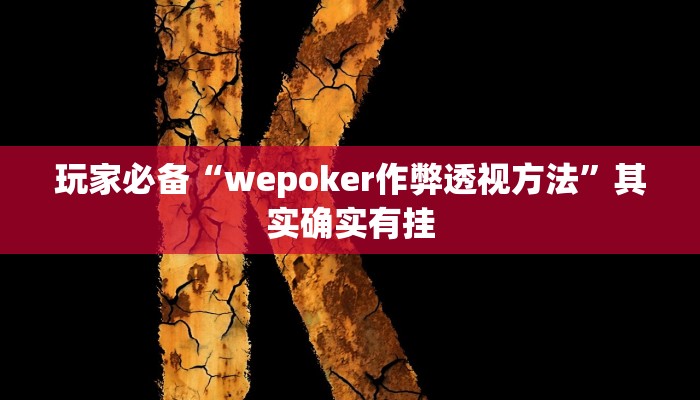玩家必备“wepoker作弊透视方法”其实确实有挂