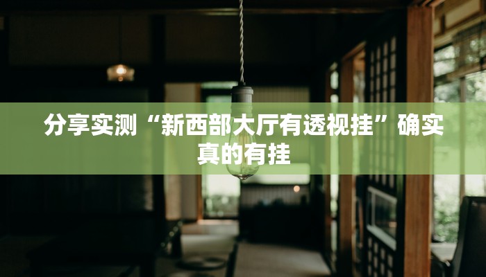 分享实测“新西部大厅有透视挂”确实真的有挂