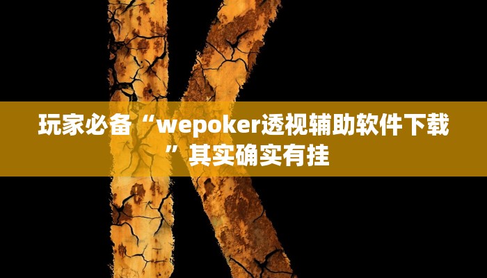 玩家必备“wepoker透视辅助软件下载 ”其实确实有挂 玩家必备“wepoker透视辅助软件下载 ”其实确实有挂