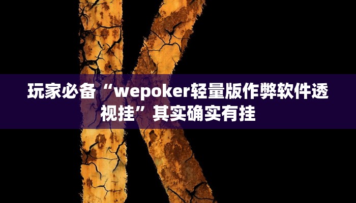玩家必备“wepoker轻量版作弊软件透视挂”其实确实有挂
