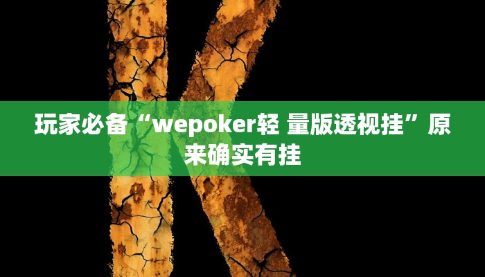 玩家必备“wepoker轻 量版透视挂”原来确实有挂 玩家必备“wepoker轻 量版透视挂”原来确实有挂