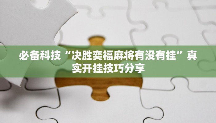 必备科技“决胜奕福麻将有没有挂”真实开挂技巧分享