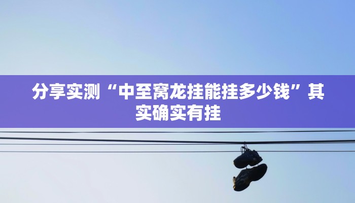 分享实测“中至窝龙挂能挂多少钱”其实确实有挂 分享实测“中至窝龙挂能挂多少钱”其实确实有挂