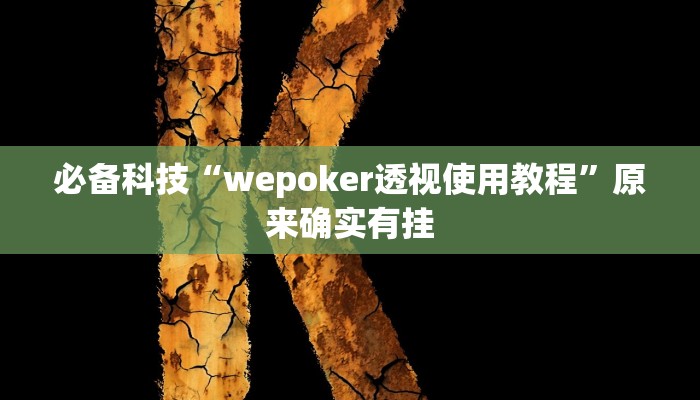 必备科技“wepoker透视使用教程”原来确实有挂 必备科技“wepoker透视使用教程”原来确实有挂